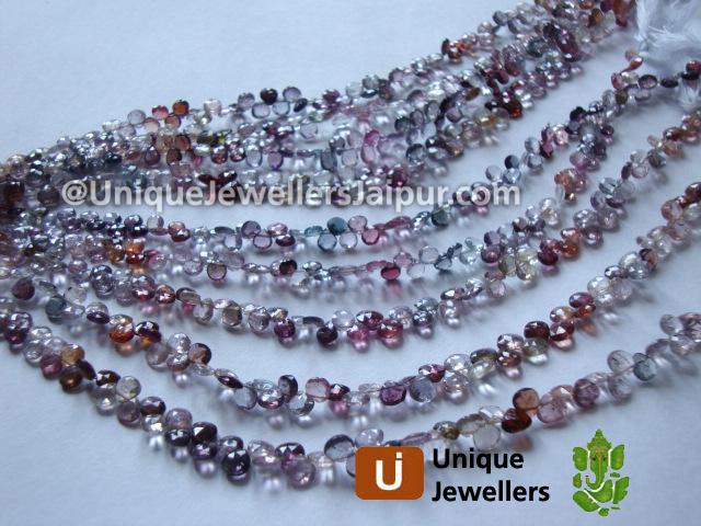 Multi Spinel Faceted Heart Beads